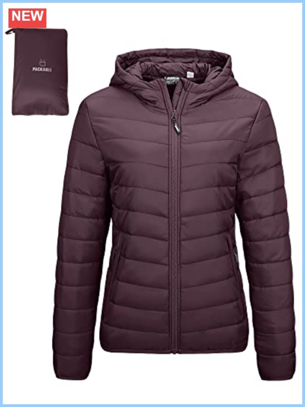 Packable Lightweight Puffer Jacket Hooded Water-Resistant Winter Coat